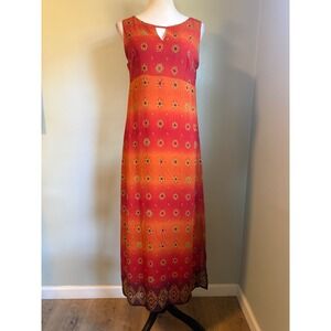 A Wild Thyme Orange Ombre resort beach  Maxi Dress 6 boho vintage retro whimsi y